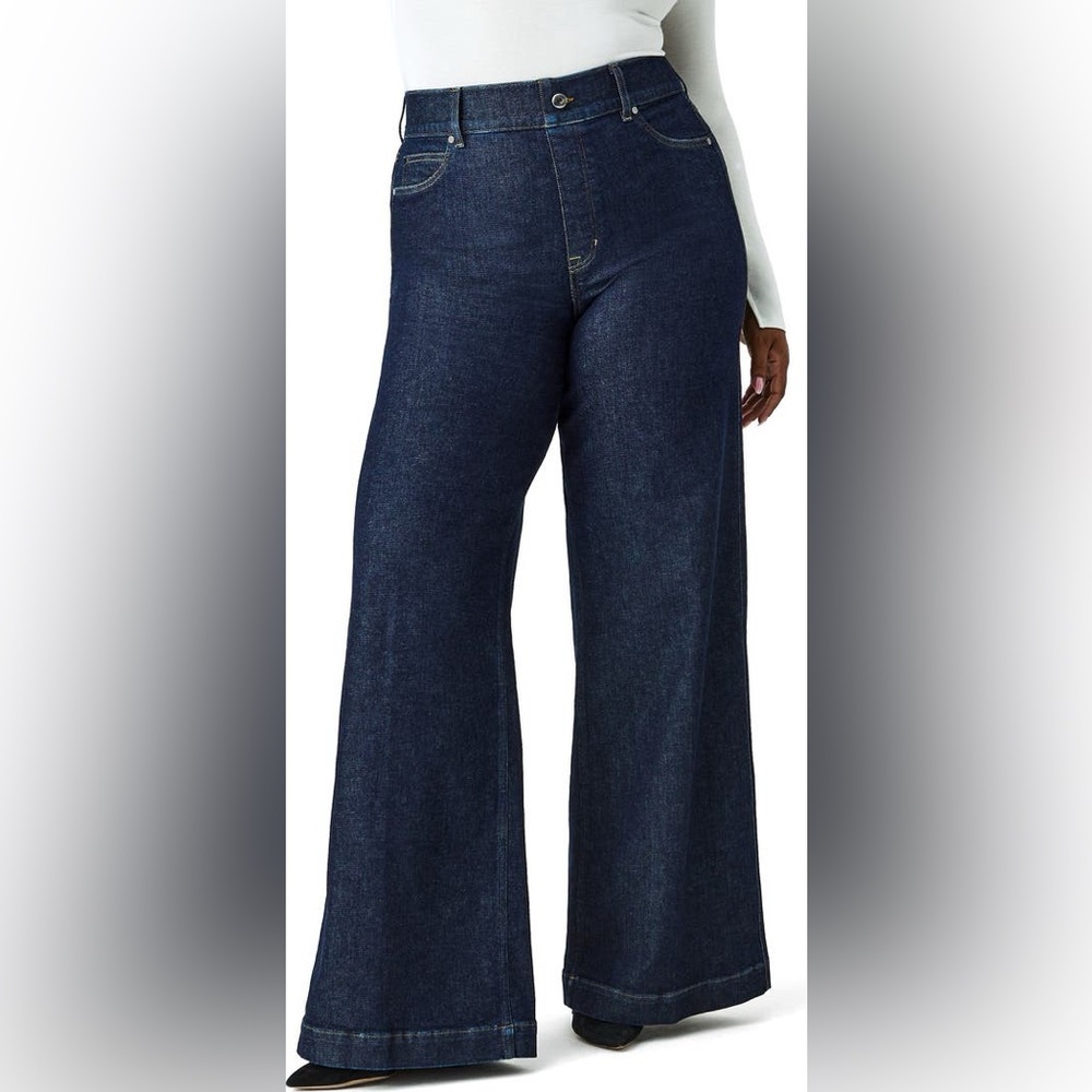 SPANX Navy Wide Leg Jeans